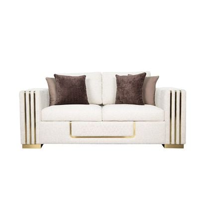 Oberon 2 Seater Fabric Sofa - Beige / Brown