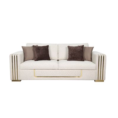 Oberon 3 Seater Fabric Sofa - Beige / Brown
