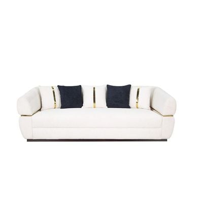 Duncan 3 Seater Fabric Sofa - White