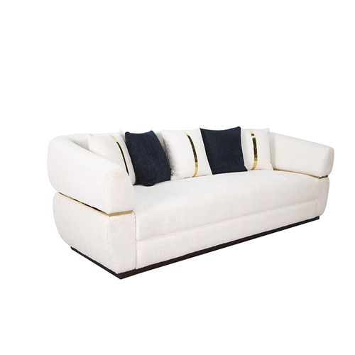 أريكة قماشية من ثلاثة مقاعد من دنكن - أبيض