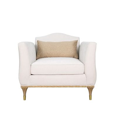 Contessa 1 Seater Fabric Sofa - Milky White / Gold