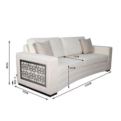 Elite 3 Seater Fabric Sofa - White / Silver