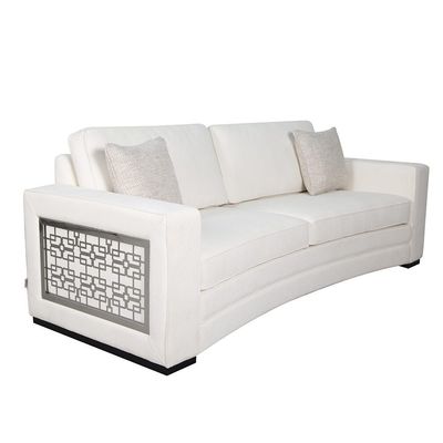 Elite 3 Seater Fabric Sofa - White / Silver