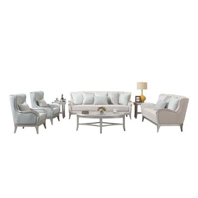 Busselton 7-Seater Fabric Sofa Set - Grey - With 2-Year Warranty