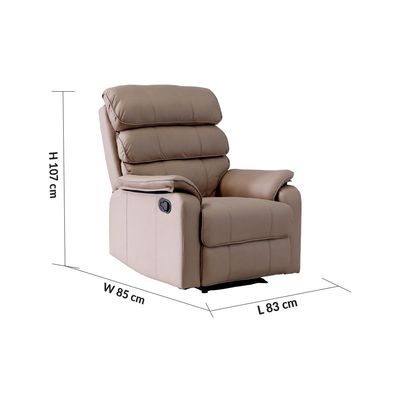 Cleon 1-Seater Fabric Manual Recliner - Brown - With 2-Year Warranty