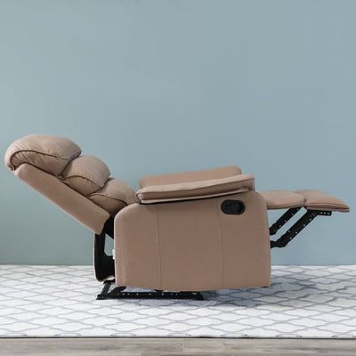 Cleon 1-Seater Fabric Manual Recliner - Brown - With 2-Year Warranty