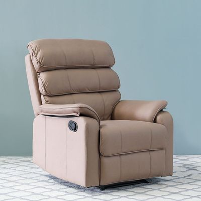 Cleon 1-Seater Fabric Manual Recliner - Brown - With 2-Year Warranty