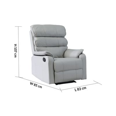 Cleon 1-Seater Fabric Manual Recliner - Cool Grey - With 2-Year Warranty