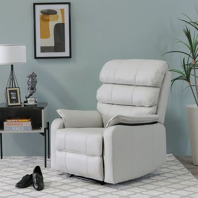 Cleon 1-Seater Fabric Manual Recliner - Cool Grey - With 2-Year Warranty