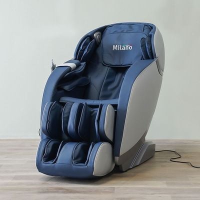Cimarro Leather Massage Chair - Silver / Blue