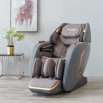 Kaito Leather Massage Chair - Grey / Brown