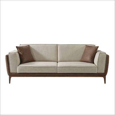 Aura 3-Seater Fabric Sofa - Beige / Brown - With 2-Year Warranty