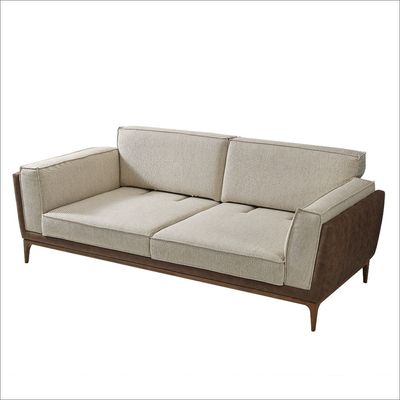 Aura 3-Seater Fabric Sofa - Beige / Brown - With 2-Year Warranty