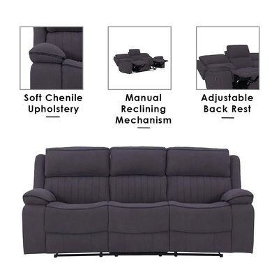 Illumi 3 Seater Motion Recliner - Smoke Grey