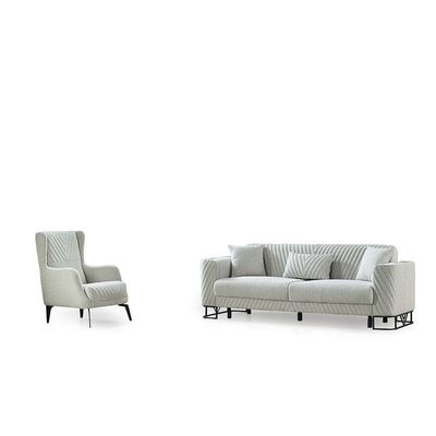 Elegance 3+1 Seater Fabric Sofa Set- Grey - With 2-Year Warranty