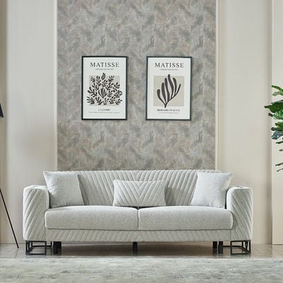 Elegance 3+1 Seater Fabric Sofa Set- Grey - With 2-Year Warranty