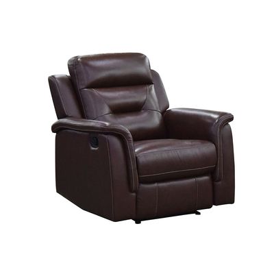 Houston 1 Seater Half Pure Leather Recliner-Chocolate