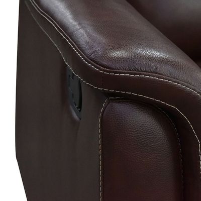 Houston 1 Seater Half Pure Leather Recliner-Chocolate