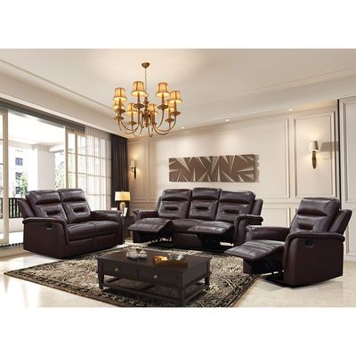 Houston 3+2+1 Seater Half Pure Leather Recliner Set-Chocolate