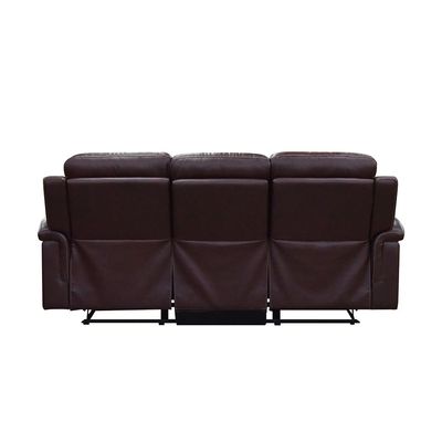 Houston 3 Seater Half Pure Leather Recliner-Chocolate