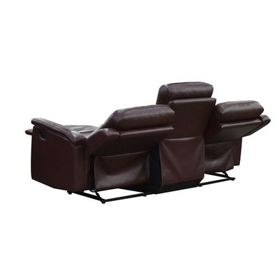 Houston 3 Seater Half Pure Leather Recliner-Chocolate