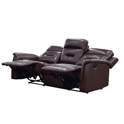 Houston 3 Seater Half Pure Leather Recliner-Chocolate