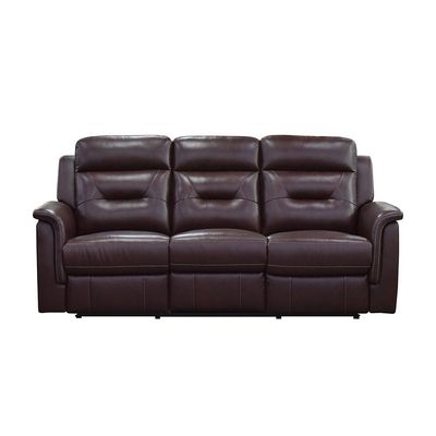 Houston 3 Seater Half Pure Leather Recliner-Chocolate