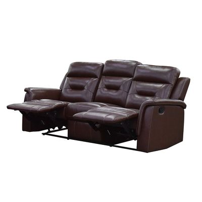 Houston 3 Seater Half Pure Leather Recliner-Chocolate