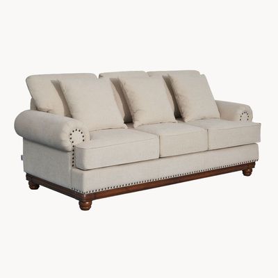 Portland 3-Seater Fabric Sofa – Beige - With 2-Year Warranty