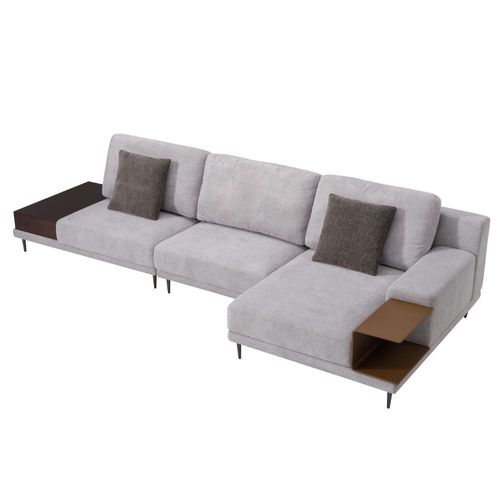 Hamburg Fabric 3-Seater Corner Sofa - Warm Grey - With 2 Years Warranty