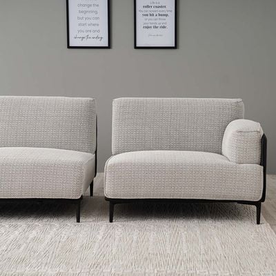 Samara 3-Seater Fabric Sofa - White/Black - With 2 Years Warranty
