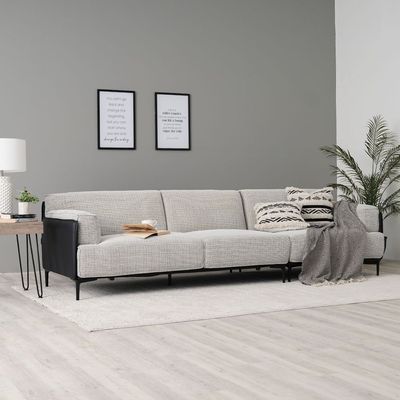 سمارا - أريكة قماشية 3 مقاعد - أبيض/أسود - مع ضمان مدة عامين