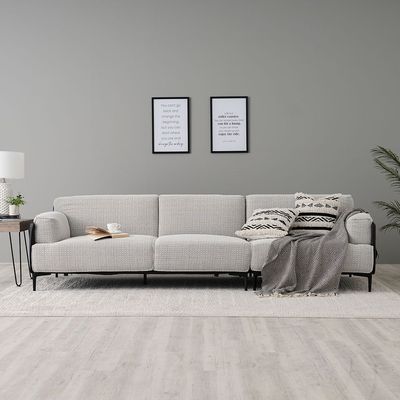 Samara 3-Seater Fabric Sofa - White/Black - With 2 Years Warranty