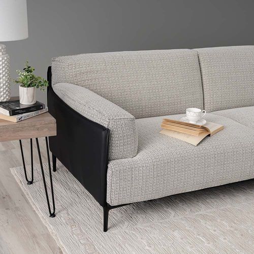 سمارا - أريكة قماشية 3 مقاعد - أبيض/أسود - مع ضمان مدة عامين