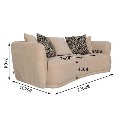 Fresno 3-Seater Fabric Sofa – Sand