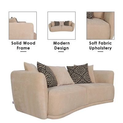 Fresno 3-Seater Fabric Sofa – Sand