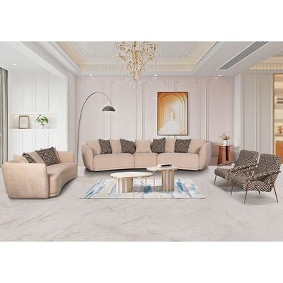 Fresno 3-Seater Fabric Sofa – Sand