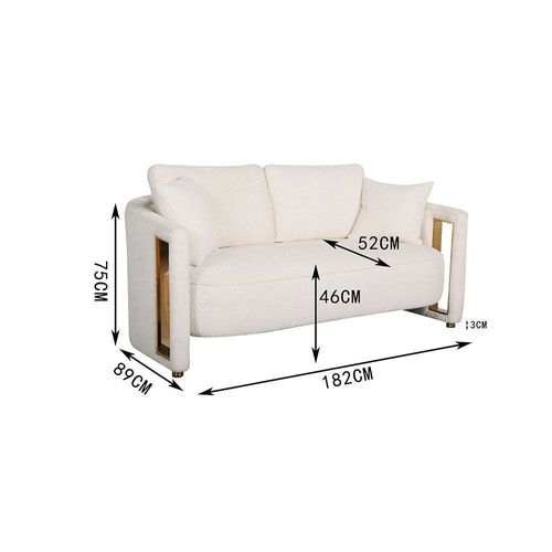 Sassari 2-Seater Fabric Sofa - White - With 2-Year Warranty