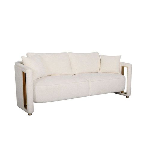 Sassari 2-Seater Fabric Sofa - White - With 2-Year Warranty