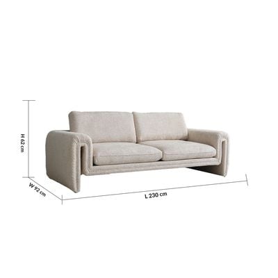 Modena 3-Seater Fabric Sofa - Milky White