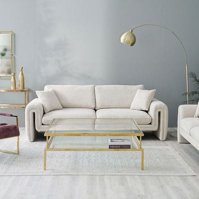 Modena 3-Seater Fabric Sofa - Milky White