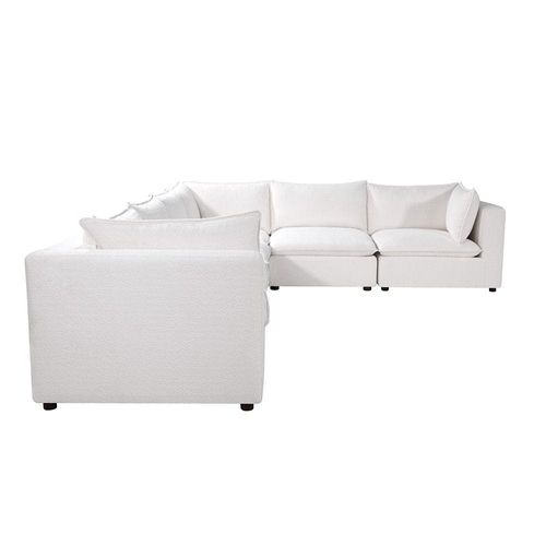 Oakland 6-Seater Sectional Boucle Fabric Corner Sofa – White