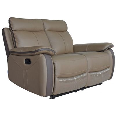 Arlington 2-Seater Faux Leather Manual Recliner – Tan – With 2-Year Warranty