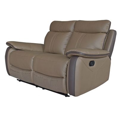 Arlington 2-Seater Faux Leather Manual Recliner – Tan – With 2-Year Warranty