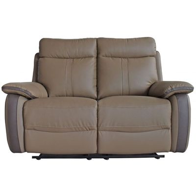 Arlington 2-Seater Faux Leather Manual Recliner – Tan – With 2-Year Warranty