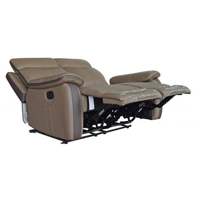 Arlington 2-Seater Faux Leather Manual Recliner – Tan – With 2-Year Warranty