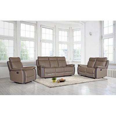 Arlington 2-Seater Faux Leather Manual Recliner – Tan – With 2-Year Warranty