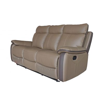 Arlington 3-Seater Faux Leather Manual Recliner – Tan – With 2-Year Warranty