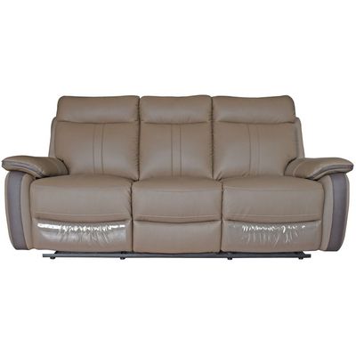 Arlington 3-Seater Faux Leather Manual Recliner – Tan – With 2-Year Warranty