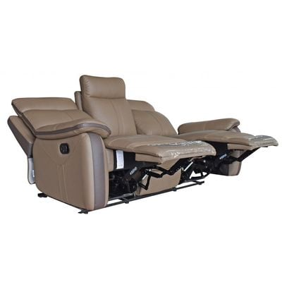 Arlington 3-Seater Faux Leather Manual Recliner – Tan – With 2-Year Warranty